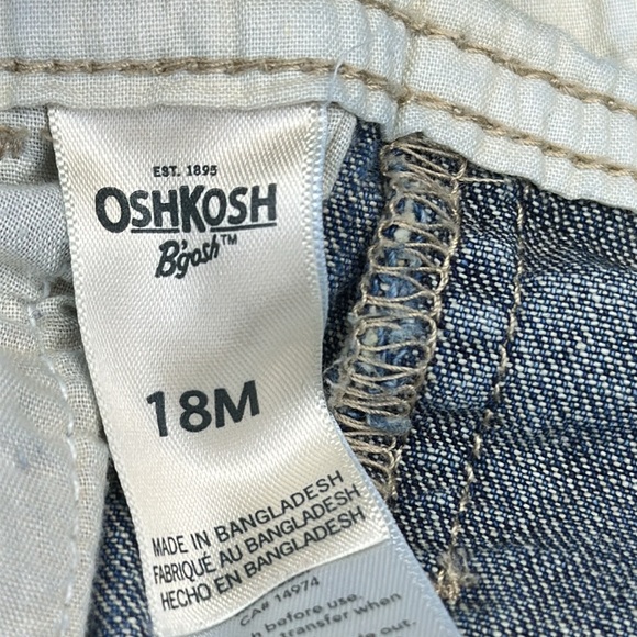 OshKosh Bgosh Cotton Denim Carpenter Blue Jean Vintage Overalls Size 18 Months - Picture 8 of 9